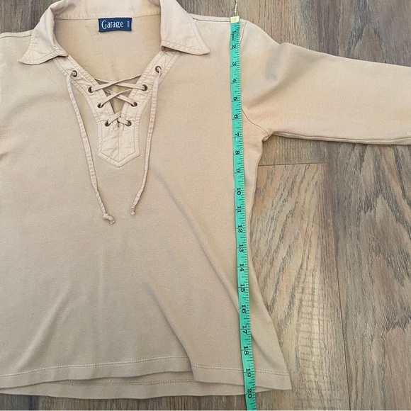 Garage 90s Y2K Beige Lace-Up Top - Picture 13 of 14